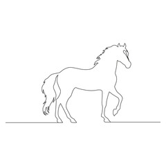 Horse in continuous line art drawing. Horse logo. Black and white vector illustration
