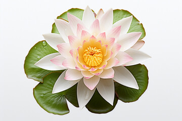 Isolated water lily, white background , coppy space for text, top view - obrazy, fototapety, plakaty