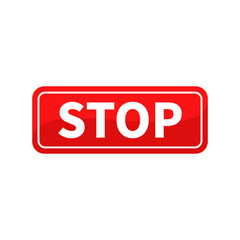 Stop Button In Red Rectangle Shape With White Line For Action Website Interface Business Marketing Social Media Information Sign
