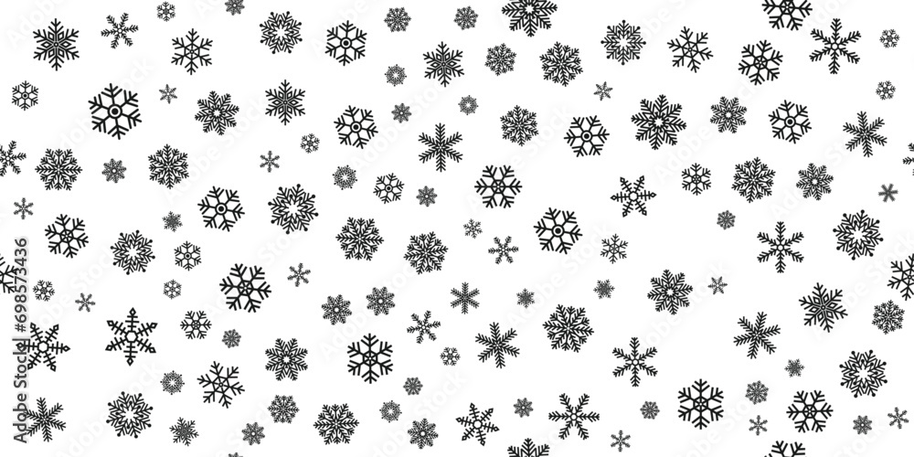 Aufkleber a background of snowflakes dotted randomly across a white canvas. beautiful stylish snowflakes scatt