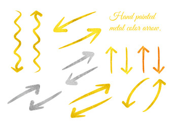 金色銀色の手描きの矢印セット。
