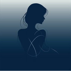 Blue silhouette of a woman