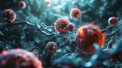 t-cells or cancer cells - obrazy, fototapety, plakaty
