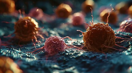 t-cells or cancer cells - obrazy, fototapety, plakaty