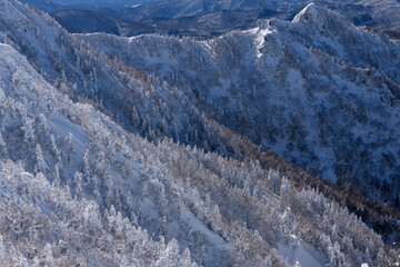 冬の剣ヶ峰山の山肌