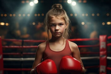 Girl boxer ring sport. Gym training. Generate Ai