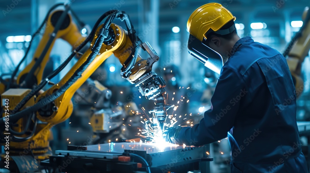 Poster welding robotics and digital manufacturing operation.manager engineer check and control automation r