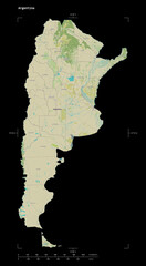 Argentina shape on black. Topographic Map
