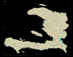 Haiti shape on black. Topographic Map