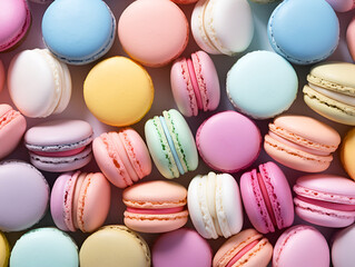 french sweet delicacy, macaroons variety closeup. macaroon colorful texture