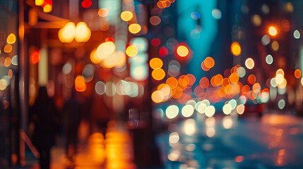 Vibrant bokeh effect in busy downtown street scene, AI Generated