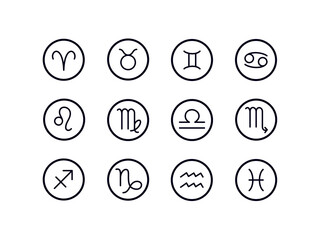 Zodiac signs. Astrological signs. Horoscope, astrology. Vector illustration.	