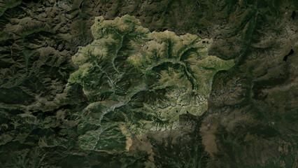 Andorra highlighted. Low-res satellite map © zelwanka