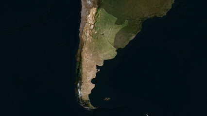 Argentina highlighted. Low-res satellite map