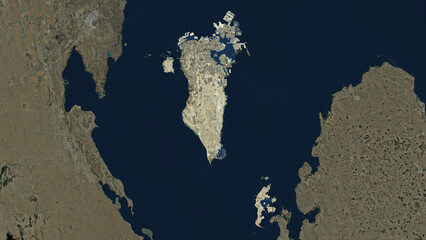 Bahrain highlighted. Low-res satellite map © zelwanka