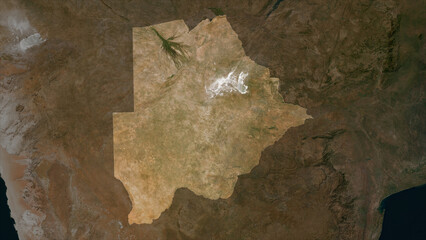 Botswana highlighted. Low-res satellite map