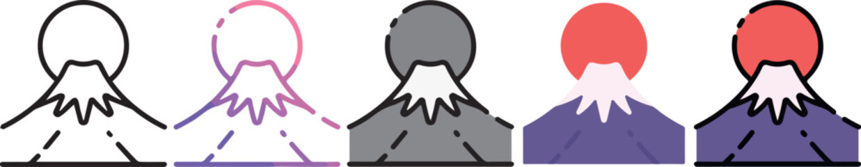 Japanese theme icon with 5 different styles.