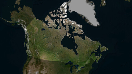 Fototapeta na wymiar Canada highlighted. Low-res satellite map