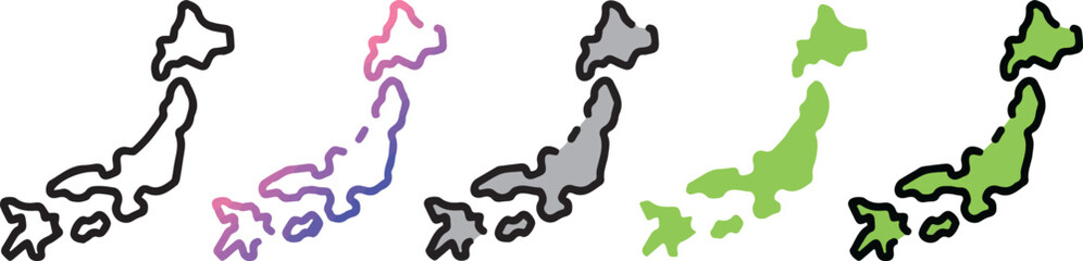 Japanese theme icon with 5 different styles.