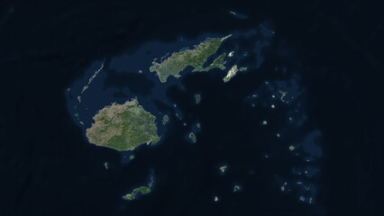 Fiji highlighted. Low-res satellite map