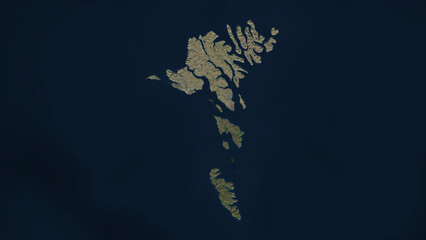Faroe Islands highlighted. Low-res satellite map