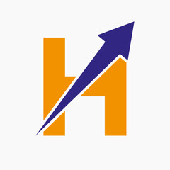 Initial Financial Logo On Letter H Concept With Growth Arrow Icon