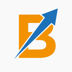 Initial Financial Logo On Letter B Concept With Growth Arrow Icon