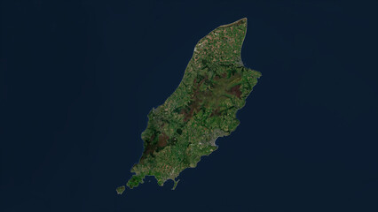 Isle of Man highlighted. Low-res satellite map