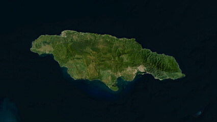 Jamaica highlighted. Low-res satellite map