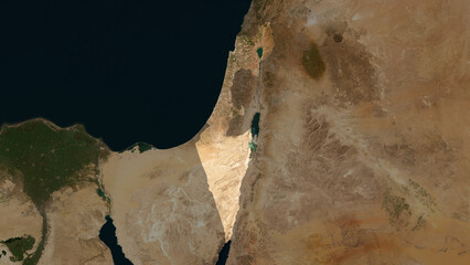 Israel highlighted. Low-res satellite map © zelwanka