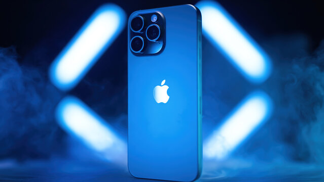 New iPhone 15 Pro Max blasted in smoke studio shot with neon lights