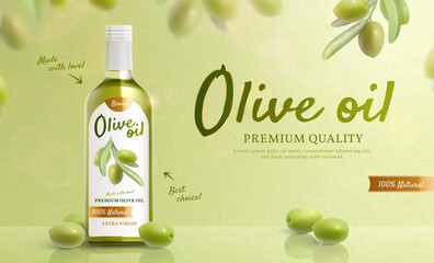Realistic oilve oil advertising composition