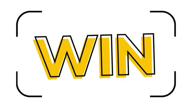 Victory Unleashed Win Text Animation in Bold Yellow and Black