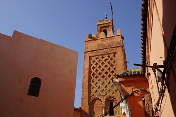 Häuser und Fassaden in Marrakesch Medina Marokko