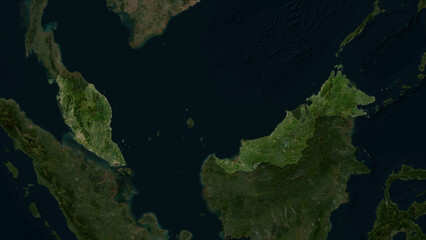 Malaysia highlighted. Low-res satellite map