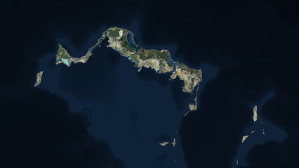 Turks and Caicos Islands highlighted. Low-res satellite map