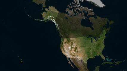 United States of America highlighted. Low-res satellite map