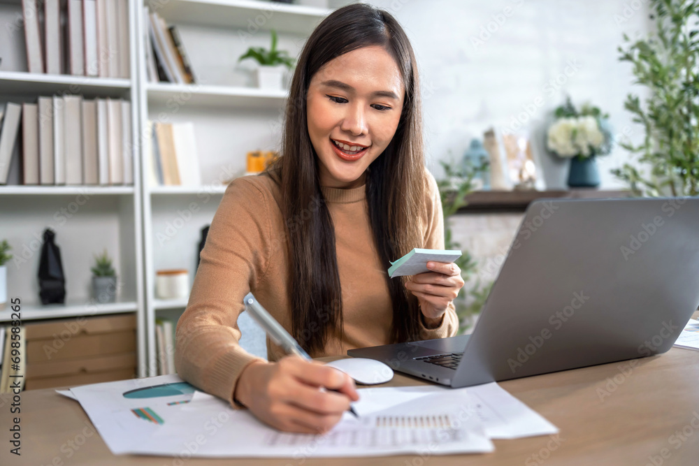Aufkleber accountant or auditor working with computer in office