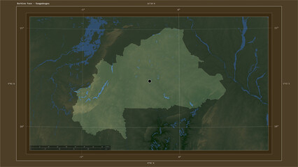 Burkina Faso highlighted - composition. Physical Map