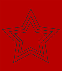 A black star with an outline on a red background. Vector illustration of a contour star on a red background. New Year's Eve graphics EPS 10
