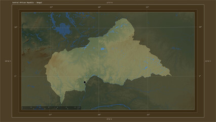 Central African Republic highlighted - composition. Physical Map