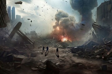 The doomsday scene catastrophe, gital illustration