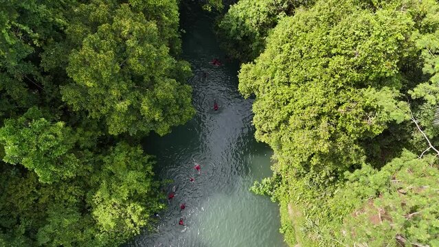 Citumang Pangandaran, green valley.  Citumang Body Rafting is a tour along the river with beautiful natural views