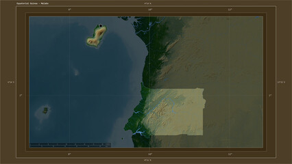 Equatorial Guinea highlighted - composition. Physical Map