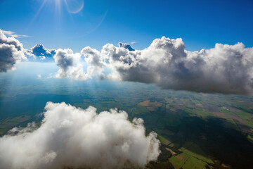 Chmury, krajobraz, błękit, lotnicze