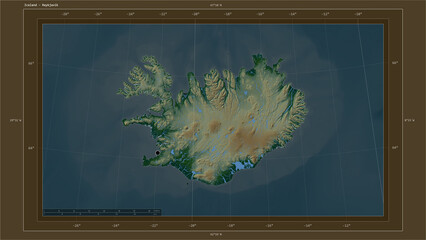Iceland highlighted - composition. Physical Map