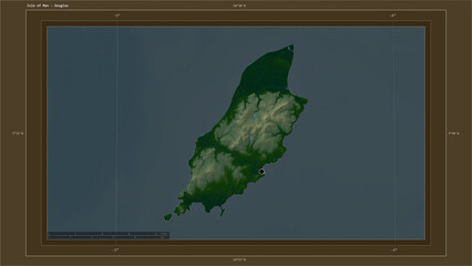 Isle of Man highlighted - composition. Physical Map