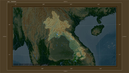 Laos highlighted - composition. Physical Map