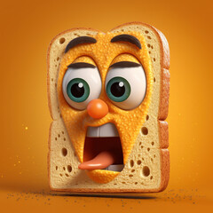 Cute Yelling Sandwich Character isolated on yellow Background