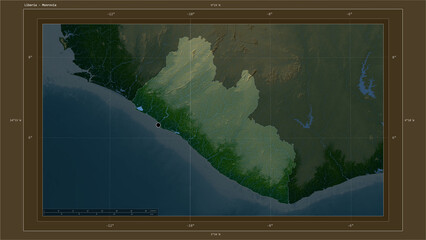 Liberia highlighted - composition. Physical Map © zelwanka